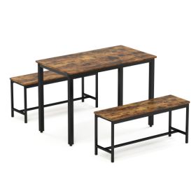 Dining Table Set, Bar With 2 Dining Table Benches