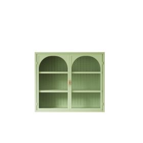 Glass Door Modern Two-door Wall Cabinet, Wall Cabinet With Characteristic Woven Pattern, Green Unavailable Platforms- Temu