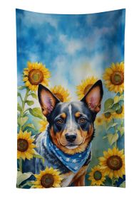 Australian Cattle Dog in Sunflowers Kitchen Towel Dish Cloths Guest Hand Towel Decorative Bathroom Towel for Face,Tea, Dishcloth, Kitchen and Bath