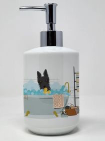 Black Scottish Terrier Ceramic Soap Dispenser Hand Soap Dispenser Pump Bottles for Bathroom Kitchen, Empty Refillable Liquid Soap Container