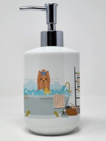 Blue and Tan Full Coat Yorkshire Terrier Ceramic Soap Dispenser Hand Soap Dispenser Pump Bottles for Bathroom Kitchen