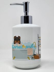 Tricolor Sheltie Ceramic Soap Dispenser Hand Soap Dispenser Pump Bottles for Bathroom Kitchen, Empty Refillable Liquid Soap Container