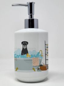 Black Grey Standard Schnauzer in Bathtub Ceramic Soap Dispenser Hand Soap Dispenser Pump Bottles for Bathroom Kitchen