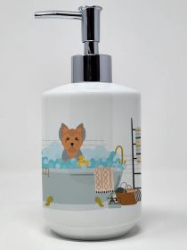 Blue and Tan Puppy Cut Yorkshire Terrier Ceramic Soap Dispenser Hand Soap Dispenser Pump Bottles for Bathroom Kitchen