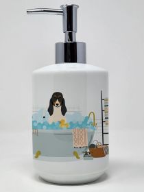 Swiss Hound in Bathtub Ceramic Soap Dispenser Hand Soap Dispenser Pump Bottles for Bathroom Kitchen, Empty Refillable Liquid Soap Container