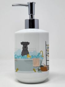 Black Miniature Schnauzer in Bathtub Ceramic Soap Dispenser Hand Soap Dispenser Pump Bottles for Bathroom Kitchen