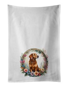 Chesapeake Bay Retriever and Flowers Kitchen Towel Set of 2 White Dish Towels Decorative Bathroom Hand towel for Hand, Face, Hair, Yoga, Tea