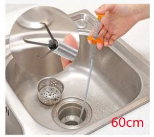 60CM Sewer Dredger Spring Pipe Dredging Tool Household Hair Cleaner Drain Clog Remover Cleaning Tools Household For Kitchen Sink Kitchen Gadgets (Option: Yellow 60cm)