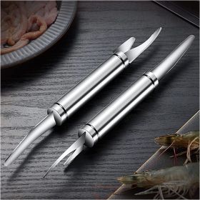 2pcs 5 In 1 Multifunctional Shrimp Line Fish Maw Knife Household Shrimp Line Knife; Fish Scale Planer Seafood Knives Tool For Kitchen (Material: 304 Stainless Steel)